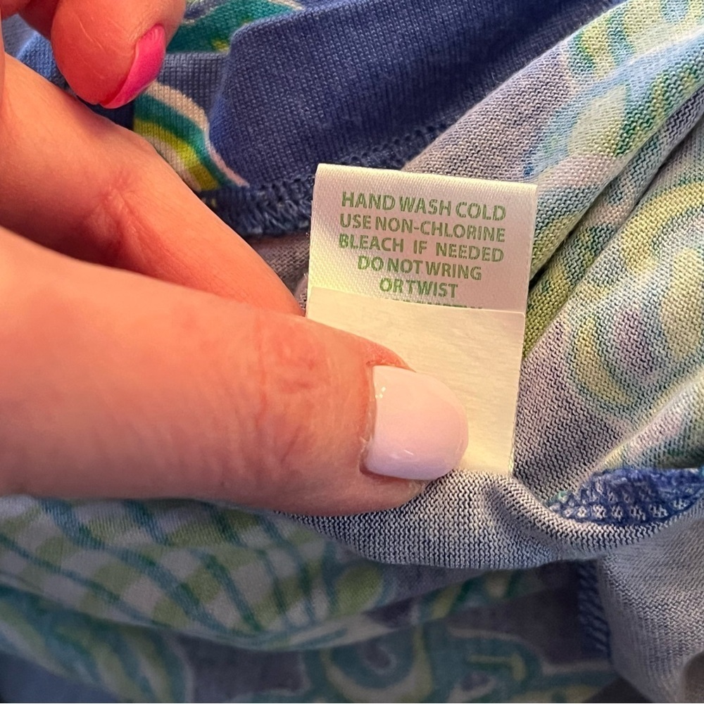 Lilly Pulitzer Patty Silk Blend Sleeveless Dress Blue Green Seashells Women’s XS - Picture 8 of 8